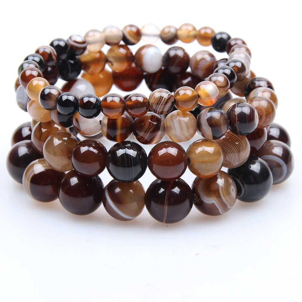 Coffee Agate Bead Bracelet – Grounding & Energy