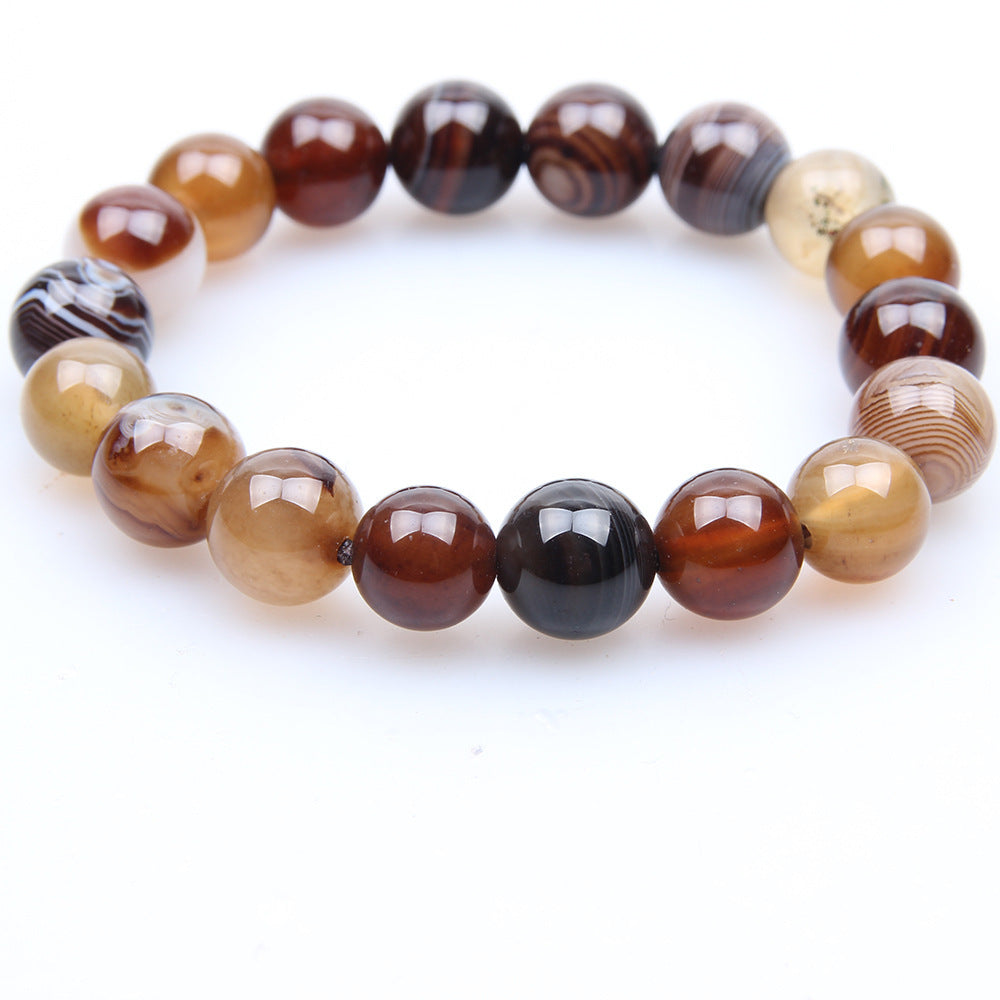 Coffee Agate Bead Bracelet – Grounding & Energy